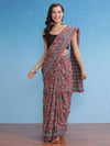 Saree Mall Women's Cotton Brown Printed Designer Saree With Blouse Piece-MINAXI4101