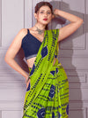 Saree Mall Women's Cotton Green Printed Designer Saree With Blouse Piece-MINAXI4401