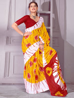 Saree Mall Women's Cotton Yellow Printed Designer Saree With Blouse Piece-MINAXI4402