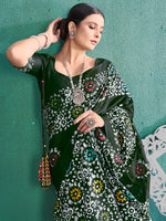 Saree Mall Women's Cotton Green Printed Designer Saree With Blouse Piece-MINAXI4502