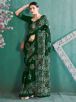 Saree Mall Women's Cotton Green Printed Designer Saree With Blouse Piece-MINAXI4502