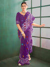 Saree Mall Women's Cotton Purple Printed Designer Saree With Blouse Piece-MINAXI4603