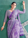 Saree Mall Women's Cotton Purple Printed Designer Saree With Blouse Piece-MINAXI4701