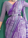 Saree Mall Women's Cotton Purple Printed Designer Saree With Blouse Piece-MINAXI4701