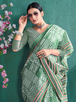 Saree Mall Women's Cotton Light Green Printed Designer Saree With Blouse Piece-MINAXI4703