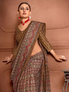 Saree Mall Women's Cotton Brown Printed Designer Saree With Blouse Piece-MINAXI4802