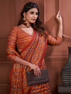 Saree Mall Women's Cotton Orange Printed Designer Saree With Blouse Piece-MINAXI4804