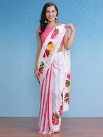 Saree Mall Women's Cotton White Printed Designer Saree With Blouse Piece-MINAXI4902