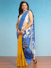 Saree Mall Women's Cotton Blue Printed Designer Saree With Blouse Piece-MINAXI4904