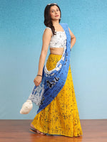 Saree Mall Women's Cotton Blue Printed Designer Saree With Blouse Piece-MINAXI4904