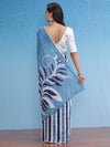 Saree Mall Women's Cotton Blue Printed Designer Saree With Blouse Piece-MINAXI4909