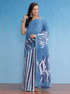 Saree Mall Women's Cotton Blue Printed Designer Saree With Blouse Piece-MINAXI4909