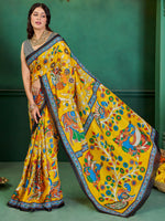 Saree Mall Women's Cotton Yellow Printed Designer Saree With Blouse Piece-MINAXI4914