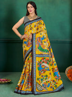 Saree Mall Women's Cotton Yellow Printed Designer Saree With Blouse Piece-MINAXI4914