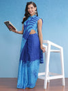 Saree Mall Women's Cotton Blue Printed Designer Saree With Blouse Piece-MINAXI4915