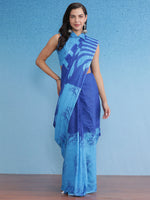 Saree Mall Women's Cotton Blue Printed Designer Saree With Blouse Piece-MINAXI4915