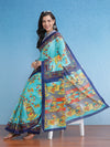 Saree Mall Women's Cotton Blue Printed Designer Saree With Blouse Piece-MINAXI4919