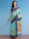 Saree Mall Women's Cotton Blue Printed Designer Saree With Blouse Piece-MINAXI4919