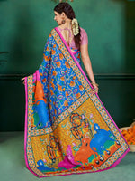 Saree Mall Women's Cotton Blue Printed Designer Saree With Blouse Piece-MINAXI4920