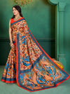 Saree Mall Women's Cotton Orange Printed Designer Saree With Blouse Piece-MINAXI4923