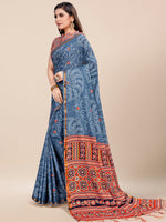 Saree Mall Women's Cotton Grey Printed Designer Saree With Blouse Piece-MINAXI5001