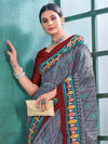 Saree Mall Women's Cotton Grey Printed Designer Saree With Blouse Piece-MINAXI5201