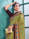 Saree Mall Women's Cotton Olive Printed Designer Saree With Blouse Piece-MINAXI5204