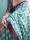 Saree Mall Women's Cotton Sea Green Printed Designer Saree With Blouse Piece-MINAXI5401