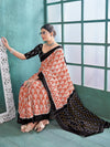 Saree Mall Women's Cotton Peach Printed Designer Saree With Blouse Piece-MINAXI5402