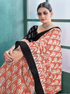 Saree Mall Women's Cotton Peach Printed Designer Saree With Blouse Piece-MINAXI5402