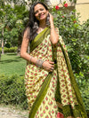 Saree Mall Women's Cotton Yellow Printed Designer Saree With Blouse Piece-MINAXI5901