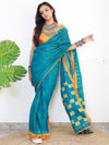 Saree Mall Women's Cotton Blue Printed Designer Saree With Blouse Piece-MINAXI7001