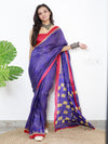 Saree Mall Women's Cotton Purple Printed Designer Saree With Blouse Piece-MINAXI7003