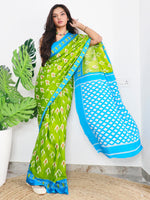 Saree Mall Women's Cotton Green Printed Designer Saree With Blouse Piece-MINAXI8008