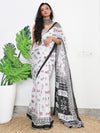 Saree Mall Women's Cotton White Printed Designer Saree With Blouse Piece-MINAXI8009