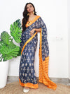 Saree Mall Women's Cotton Grey Printed Designer Saree With Blouse Piece-MINAXI8010