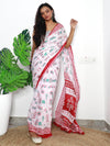 Saree Mall Women's Cotton White Printed Designer Saree With Blouse Piece-MINAXI9002