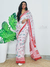 Saree Mall Women's Cotton White Printed Designer Saree With Blouse Piece-MINAXI9002