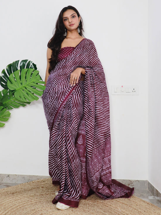 Saree Mall Women's Cotton Magenta Printed Designer Saree With Blouse Piece-MINAXI9008