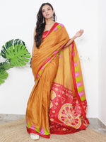 Saree Mall Women's Cotton Orange Printed Designer Saree With Blouse Piece-MINAXI9009