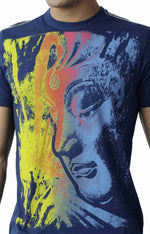 Huetrap Blue Mens Short Sleeve Graphic Printed Tshirt-HT15MKGRALNY00018