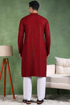 Ethnic Bay Maroon Viscose Rayon Solid Embroidered Straight Kurta For Men MKU1007MRN