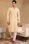 Ethnic Bay Yellow Viscose Rayon Geometric Embroidered Straight Kurta For Men MKU1015YLW