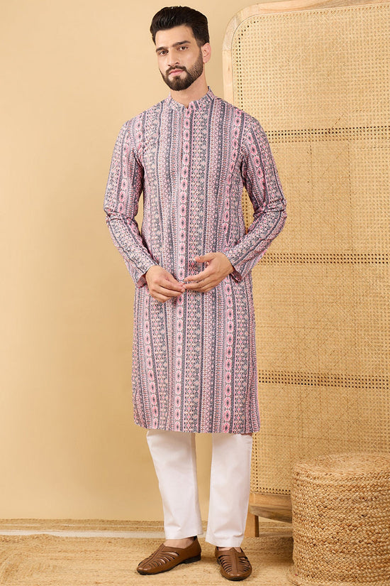 Ethnic Bay White Viscose Rayon Geometric Embroidered Straight Chikankari Kurta MKU1034