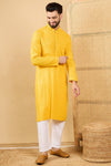 Ethnic Bay Yellow Viscose Rayon Solid Embroidered Straight Chikankari Kurta MKU1048