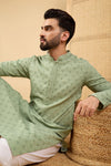 Ethnic Bay Green Viscose Rayon Solid Embroidered Straight Chikankari Kurta MKU1053