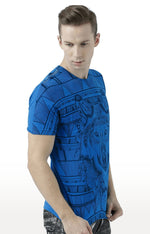 Huetrap Blue Mens Short Sleeve Graphic Printed Tshirt-HT17MKGRASUR00536