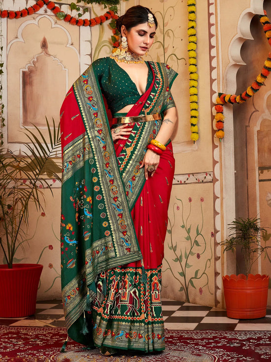 Sareemall Red Zari Women Saree