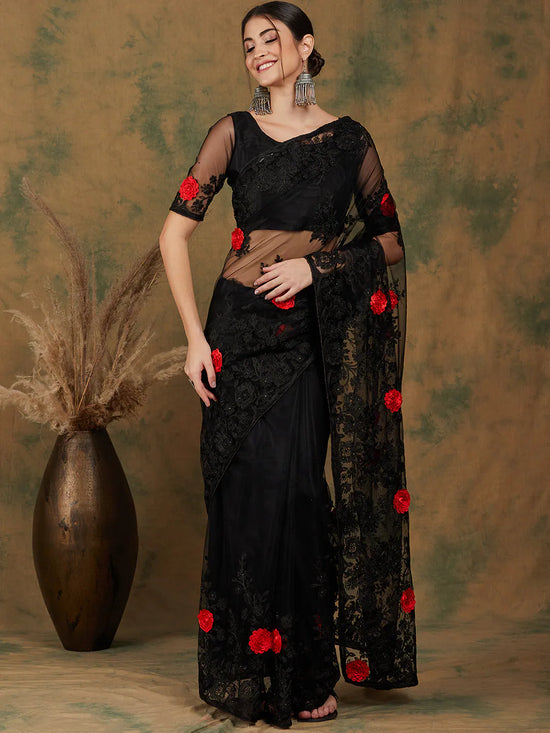 Suha Womens Fashion Ethnic Black Color Sarees-MLSHWSA1143BLK0ONE