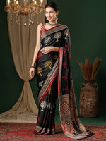 Saree Mall Women's Crepe Black Printed Designer Saree With Blouse Piece-MOHAR201B